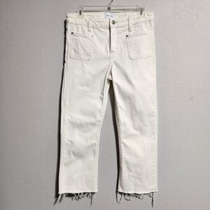 CURRENT/ELLIOTT SUGAR WASH RAW HEM STRAIGHT CROPPED JEANS SZ 28